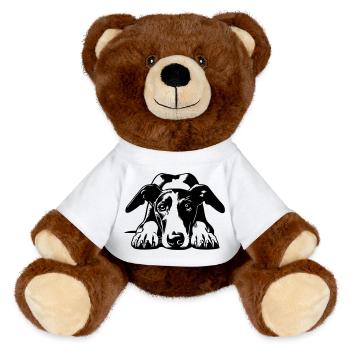 Galgo Head with Paws - MiniFeet® RecycelBär® Teddy Bear Brown - white - Front