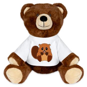 Beaver - MiniFeet® RecycelBär® Teddy Bear Brown - white - Front