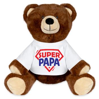 Super Papa - MiniFeet® RecycelBär® Braun - Weiß - Vorne