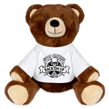 Stop crying, rack'em up - Eight Ball - Pool - MiniFeet® RecycelBär® Teddy Bear Brown - white - Front