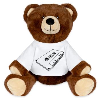 Cassette Oblique Retro – Music Mixtape Design - Nounours RecycelBär® marron - blanc - Devant