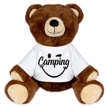 Camping Smile - MiniFeet® RecycelBär® Teddy Bear Brown - white - Front