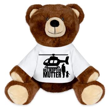 Helicopter Mom Saying Humor - MiniFeet® RecycelBär® Teddy Bear Brown - white - Front