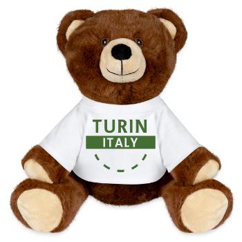 Turin Italien Emblem - MiniFeet® RecycelBär® Braun - Weiß - Vorne