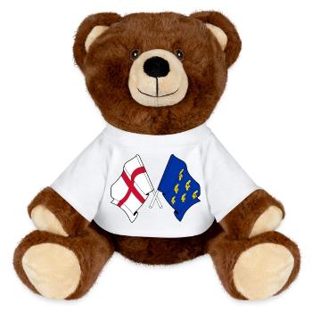 Drapeaux croisés West Sussex & Angleterre - Nounours RecycelBär® marron - blanc - Devant