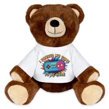 Retro Controller Meme Tee - MiniFeet® RecycelBär® Teddy Bear Brown - white - Front