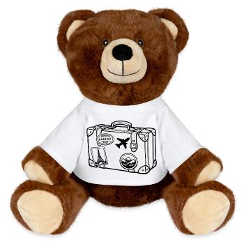 Monochromer Reisegepäckaufkleber - MiniFeet® RecycelBär® Braun - Weiß - Vorne