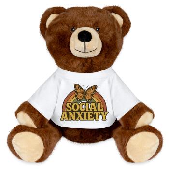 Retro Butterfly Social Anxiety - MiniFeet® RecycelBär® Teddy Bear Brown - white - Front