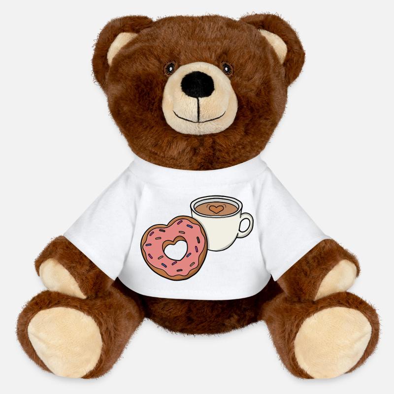 Perfekte Kombination Kaffeetasse und Herzdonut - MiniFeet® RecycelBär® Braun - Weiß