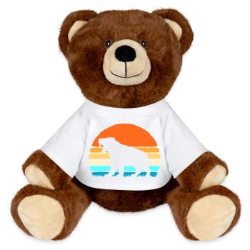 Prehistoric saber-toothed tiger - MiniFeet® RecycelBär® Teddy Bear Brown - white - Front