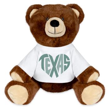 Texas Typography Geometric Heart - MiniFeet® RecycelBär® Teddy Bear Brown - white - Front