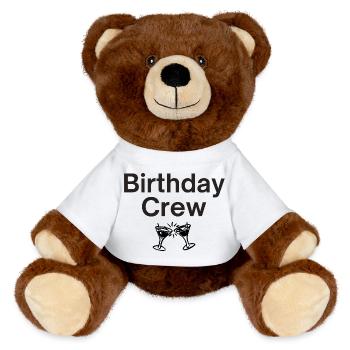 Birthday Crew - MiniFeet® RecycelBär® Braun - Weiß - Vorne