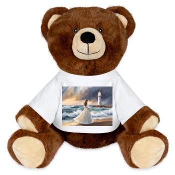 La Femme et le Phare - Nounours RecycelBär® marron - blanc - Devant