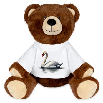Schwan - MiniFeet® RecycelBär® Braun - Weiß - Vorne