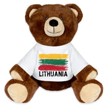 Lebendige Trikolore-Pinselstriche - MiniFeet® RecycelBär® Braun - Weiß - Vorne