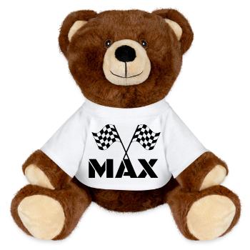 Für Fans von Max. DGP-Rennen. Zielflagge * - MiniFeet® RecycelBär® Braun - Weiß - Vorne