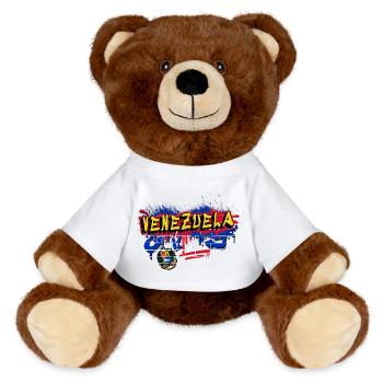 Venezuela graffiti flag design - MiniFeet® RecycelBär® Teddy Bear Brown - white - Front