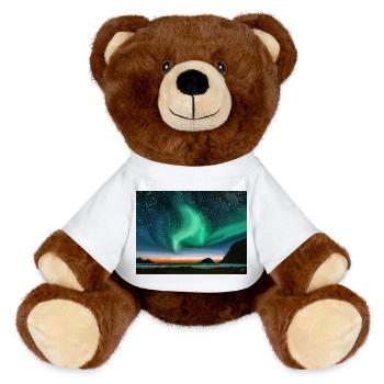 Aurores boréales - peinture à l’huile - Nounours RecycelBär® marron - blanc - Devant