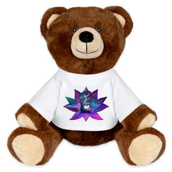 Lotus with Soul Tree – Spiritual Illustration - MiniFeet® RecycelBär® Teddy Bear Brown - white - Front