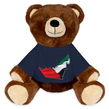(Émirats arabes unis) Drapeau des Émirats sur la carte des Émirats - Nounours RecycelBär® marron - bleu marine - Devant