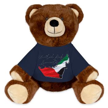 (Émirats arabes unis) Drapeau des Émirats sur la carte des Émirats FR - Nounours RecycelBär® marron - bleu marine - Devant