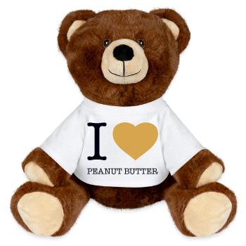 I LOVE PEANUT BUTTER - MiniFeet® RecycelBär® Braun - Weiß - Vorne