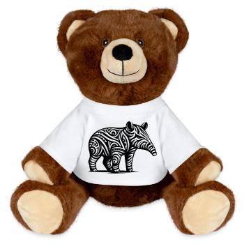Tapir tribal - Nounours RecycelBär® marron - blanc - Devant