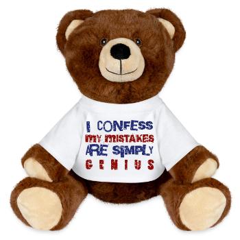 Humorous Confidence Quote Design - MiniFeet® RecycelBär® Teddy Bear Brown - white - Front