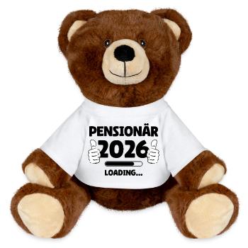 Pensioner 2026 Pouce vers le haut Design - Nounours RecycelBär® marron - blanc - Devant