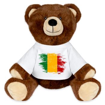 Drapeau du Mali utilisé - Nounours RecycelBär® marron - blanc - Devant