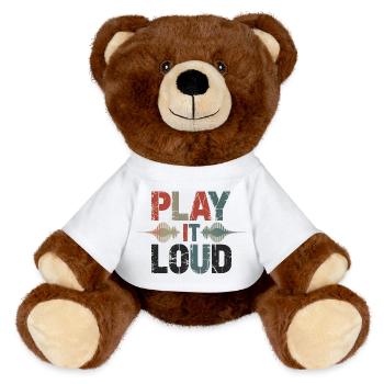 Grunge rétro – Jouez fort - Nounours RecycelBär® marron - blanc - Devant