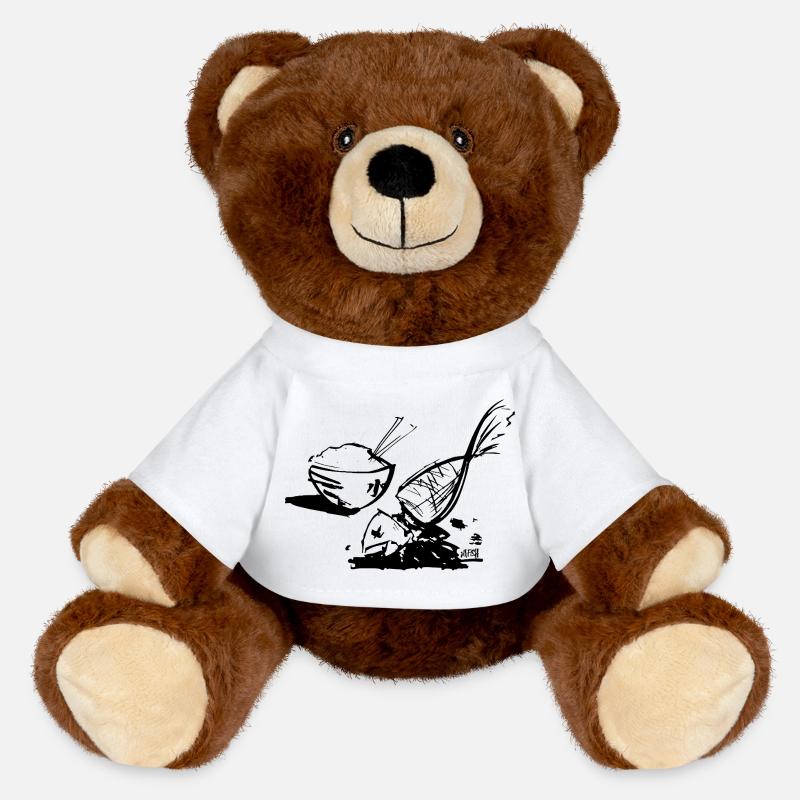Fish and rice - MiniFeet® RecycelBär® Teddy Bear Brown - white