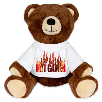 conception de flamme de joueur chaud - Nounours RecycelBär® marron - blanc - Devant