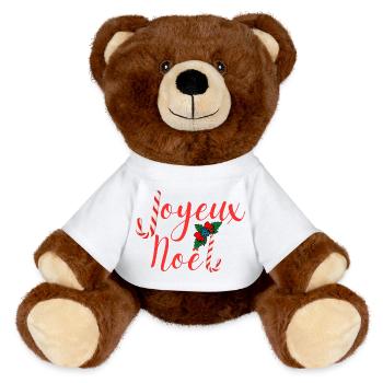 Joyeux Noël typographie festive candy cane - Nounours RecycelBär® marron - blanc - Devant