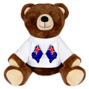 Drapeaux croisés de la Nouvelle-Zélande - Nounours RecycelBär® marron - blanc - Devant