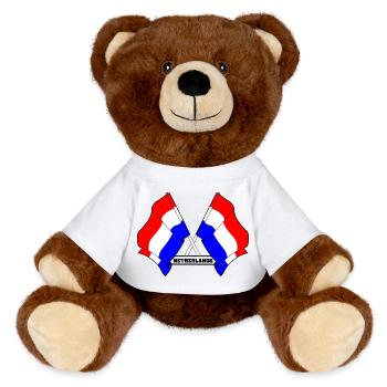 Netherlands Crossed Flags - MiniFeet® RecycelBär® Teddy Bear Brown - white - Front