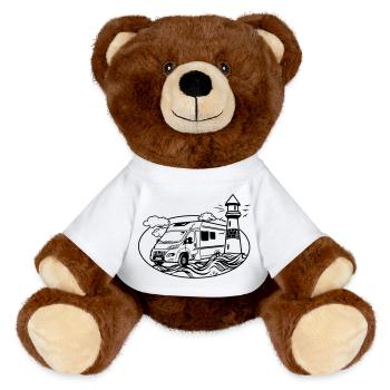 Camping-car au bord de la mer - Nounours RecycelBär® marron - blanc - Devant