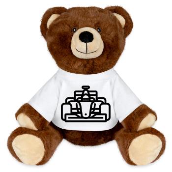voiture de course - Nounours RecycelBär® marron - blanc - Devant
