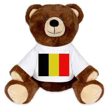 Belgian flag - MiniFeet® RecycelBär® Teddy Bear Brown - white - Front