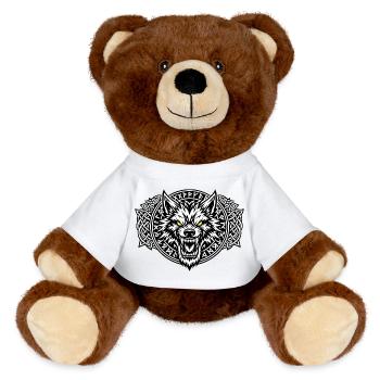 Fenrir-Wolf-Wikinger - MiniFeet® RecycelBär® Braun - Weiß - Vorne