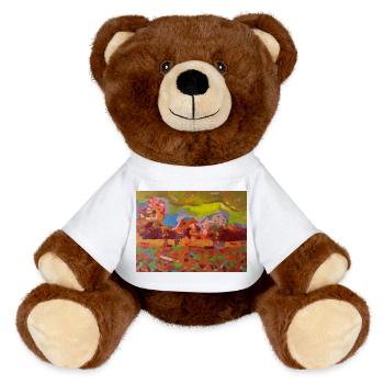 Mosaïque paysagère colorée - Nounours RecycelBär® marron - blanc - Devant