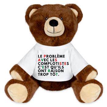 Le problème avec les complotistes - Nounours RecycelBär® marron - blanc - Devant