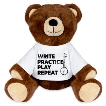 Motivating banjo saying - MiniFeet® RecycelBär® Teddy Bear Brown - white - Front