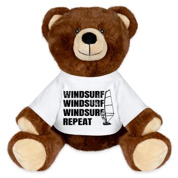 Windsurfing Repeat - MiniFeet® RecycelBär® Teddy Bear Brown - white - Front