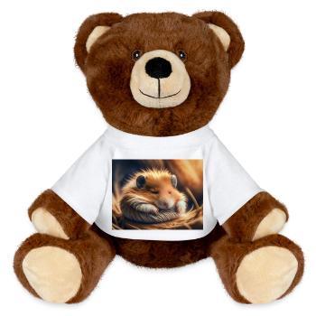 Cute animals doing hibernation – hamster - MiniFeet® RecycelBär® Teddy Bear Brown - white - Front