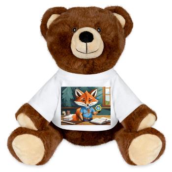 süßer kleiner Unhold Fuchs Geographieunterricht - MiniFeet® RecycelBär® Braun - Weiß - Vorne