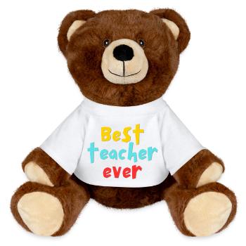 best teacher ever - MiniFeet® RecycelBär® Teddy Bear Brown - white - Front