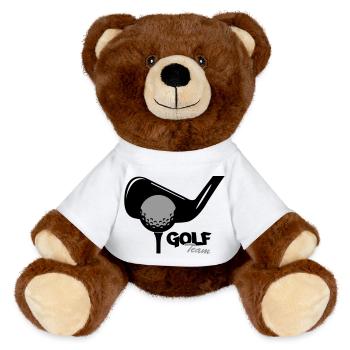golf team - MiniFeet® RecycelBär® Braun - Weiß - Vorne