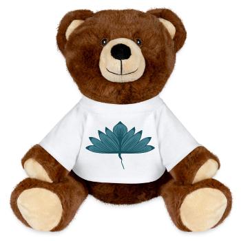 Lotus floral bleu-vert - Nounours RecycelBär® marron - blanc - Devant