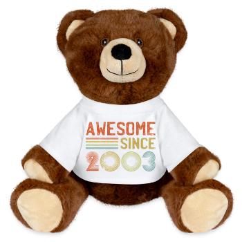 Retro 2003 Celebration Graph Text - MiniFeet® RecycelBär® Teddy Bear Brown - white - Front